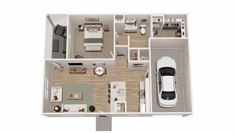 Floor plan for 1 bed, 1 bath, 802 sqft
